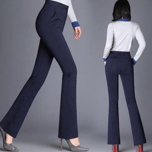Navy high waist stretch pants